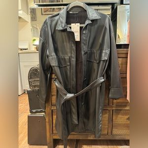 Zara New With Tags Faux Leather Belted Jacket
